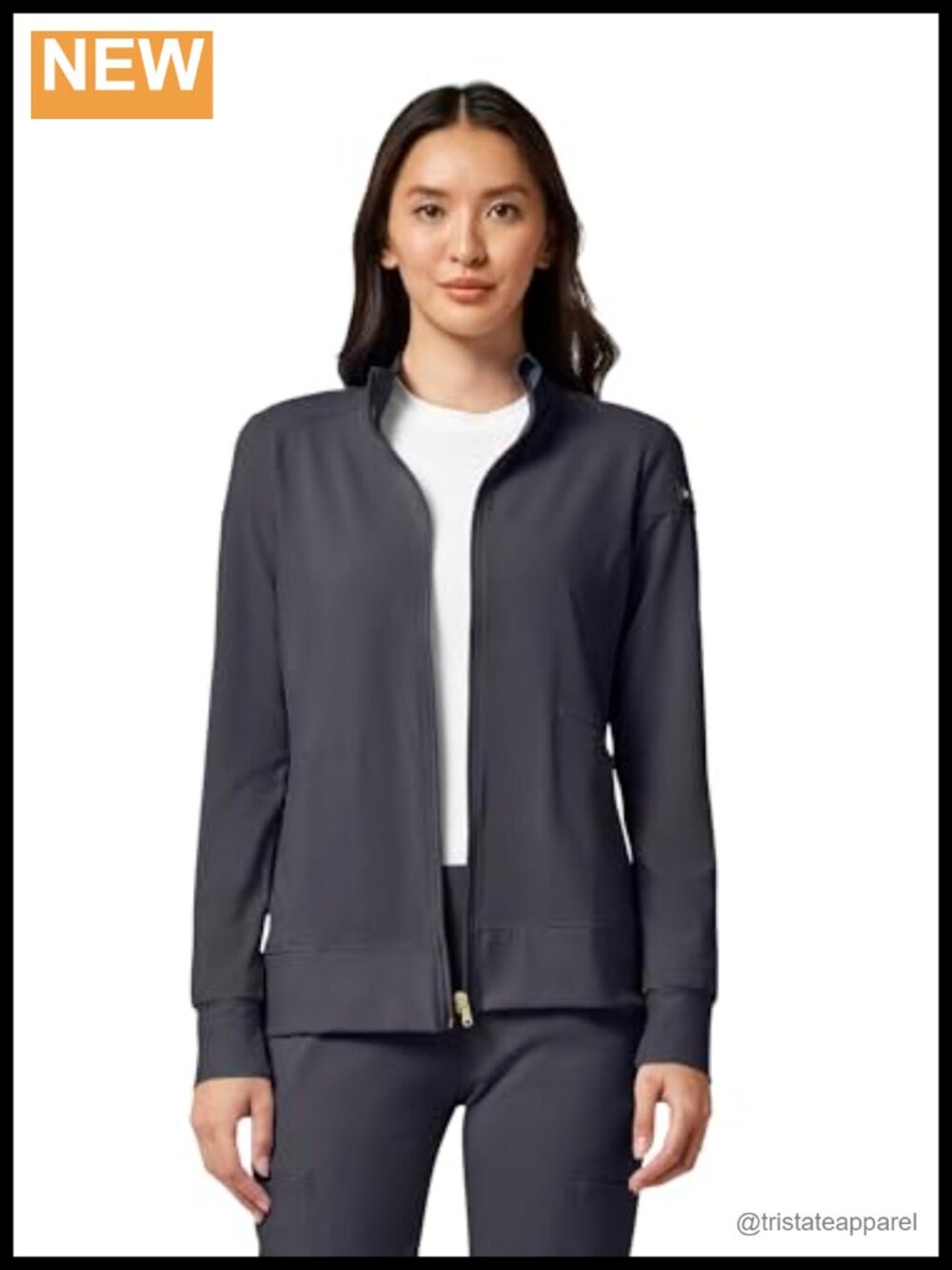 Polyester Spandex Scrub Jacket Zip Front 2 Pocket Medical Uniform
